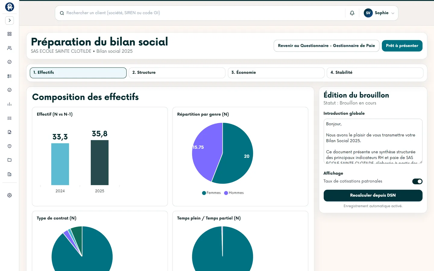 Module Bilan social — Le livrable phare.